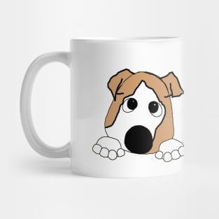 Bulldog fawn and white peeking cartoon Mug